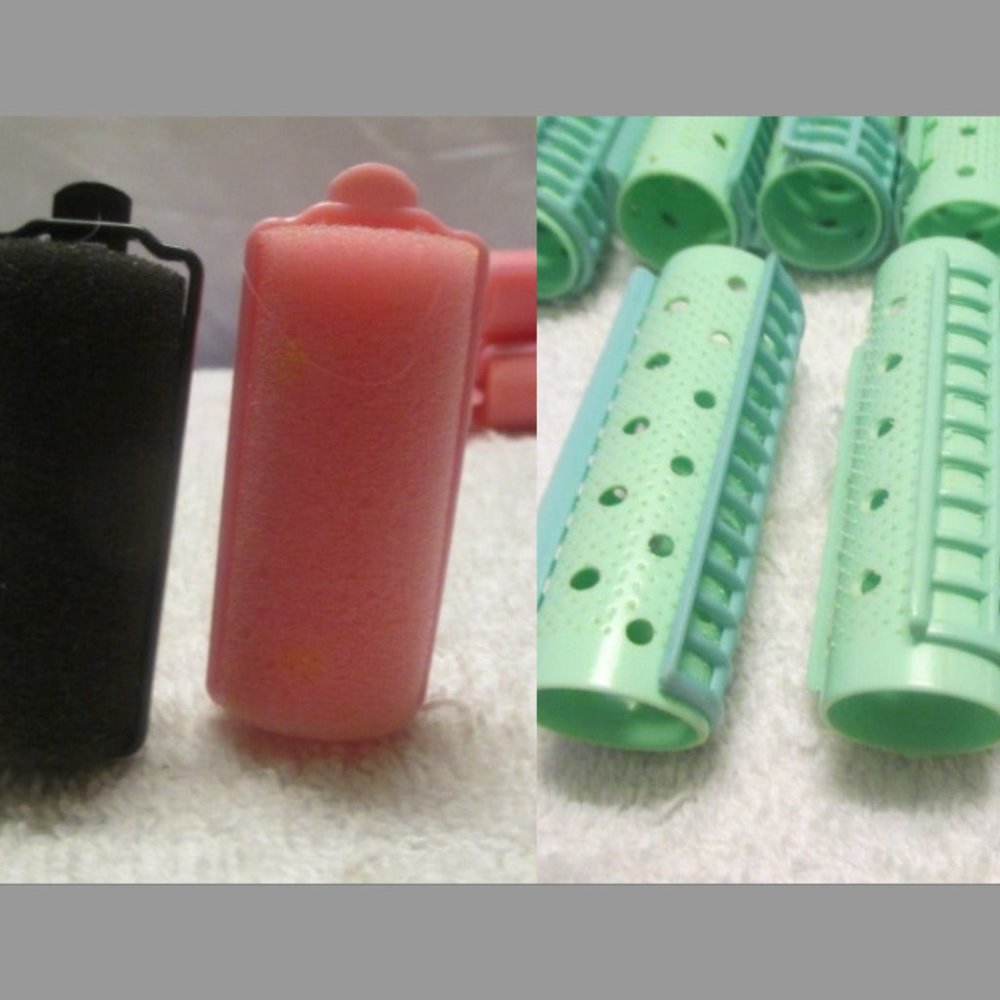 48 Vintage Plastic Foam Sponge Hair Curlers Rollers w/Clamp On's